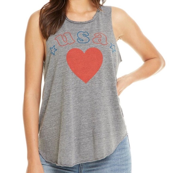 Chaser NWT Gray USA Shirttail Tank Medium - Picture 2 of 12